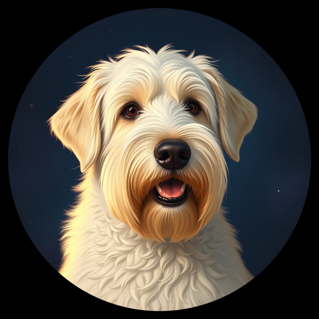 Cosmic medallion portrait of PFZ15A07_PFZ15A07, a Old English Sheepdog