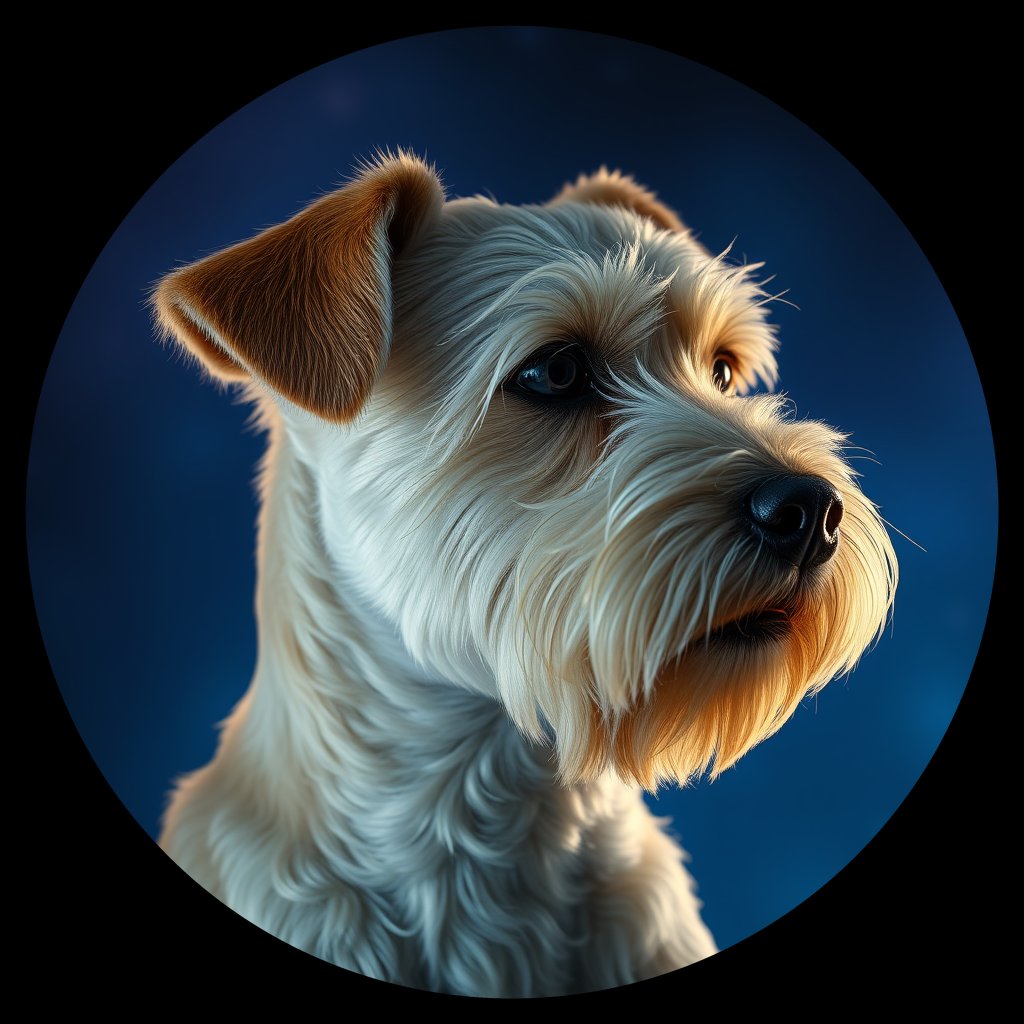 Cosmic medallion portrait of PFZ15A10_PFZ15A10, a Soft Coated Wheaten Terrier