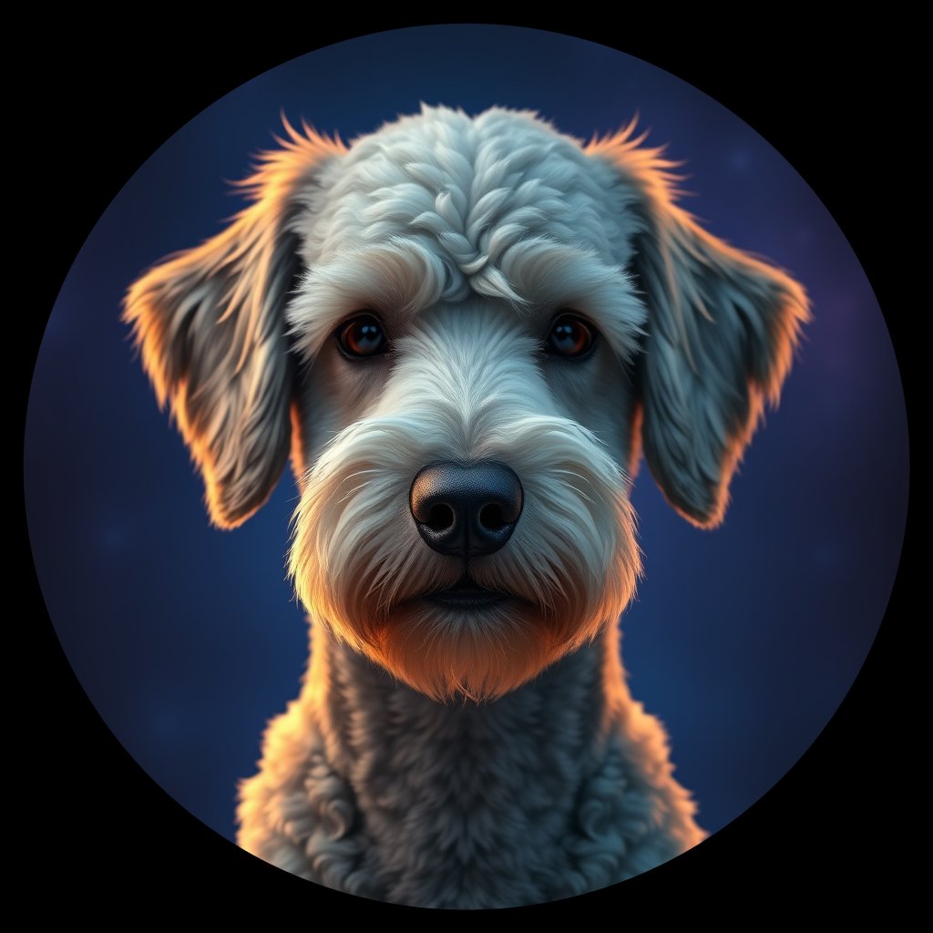 Cosmic medallion portrait of PFZ15B02_PFZ15B02, a Poodle