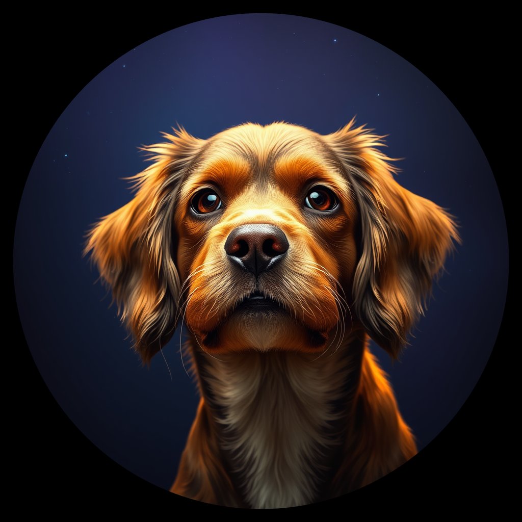 Cosmic medallion portrait of PFZ15B04_PFZ15B04, a American Cocker Spaniel