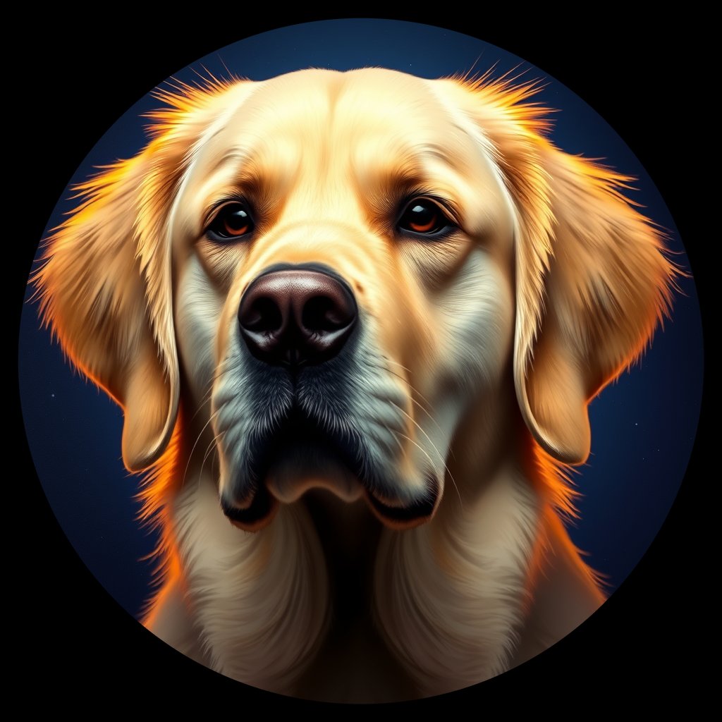 Cosmic medallion portrait of PFZ15B06_PFZ15B06, a Golden Retriever