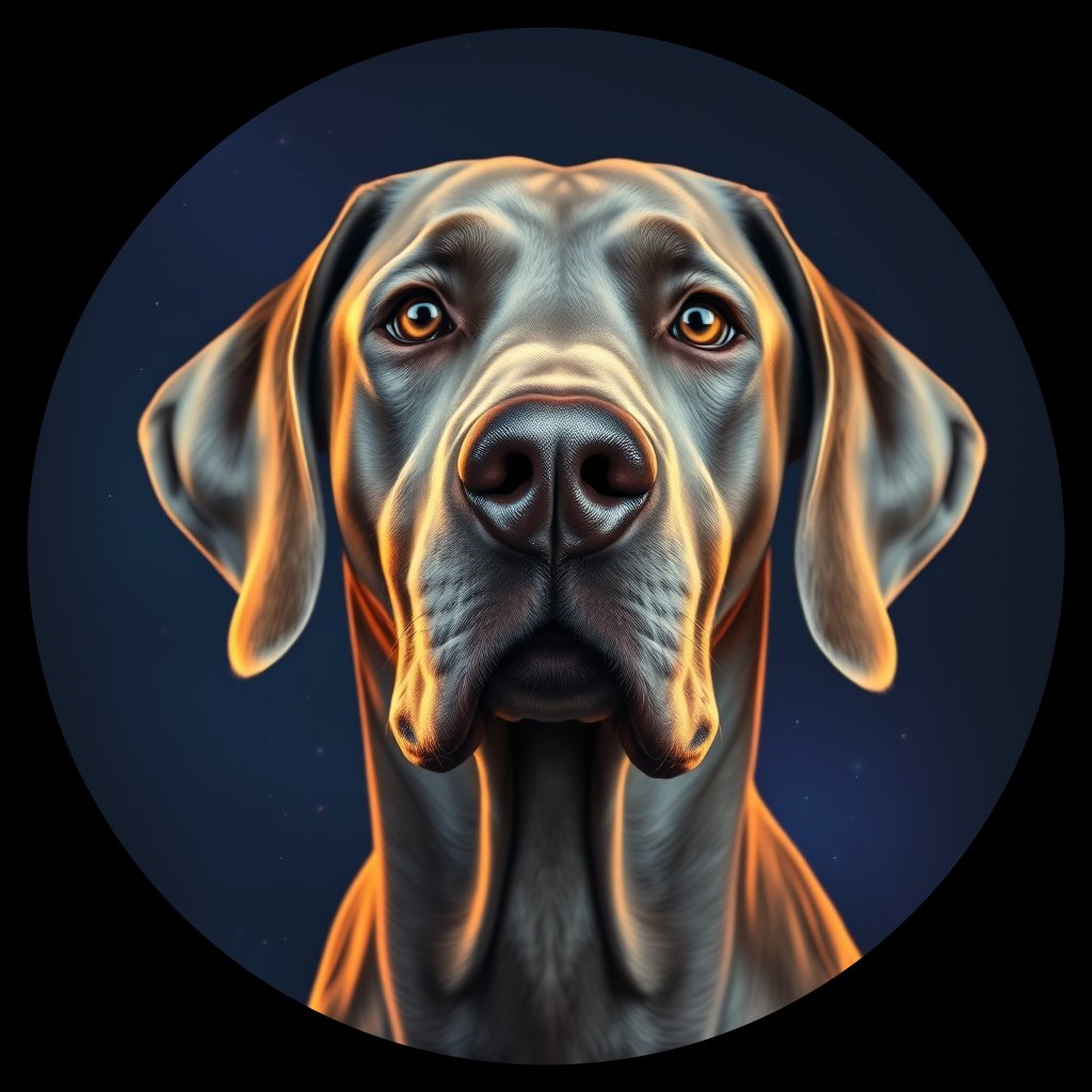 Cosmic medallion portrait of PFZ15B07_PFZ15B07, a Weimaraner