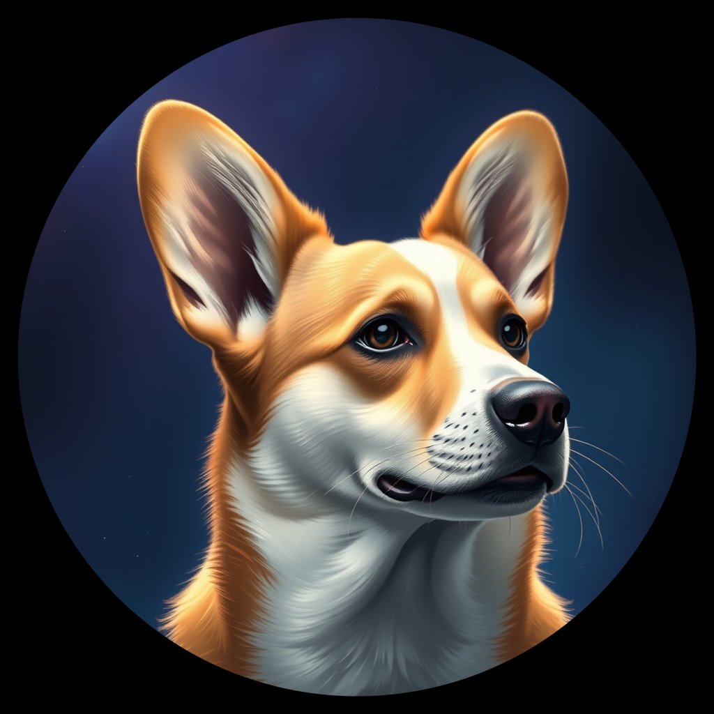 Cosmic medallion portrait of PFZ15B08_PFZ15B08, a Pembroke Welsh Corgi