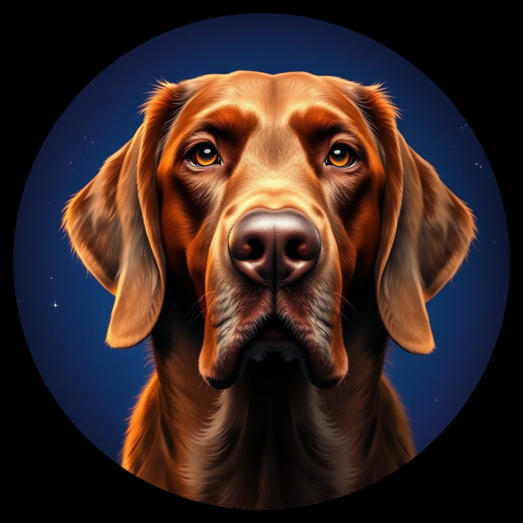 Cosmic medallion portrait of PFZ15B10_PFZ15B10, a Irish Setter