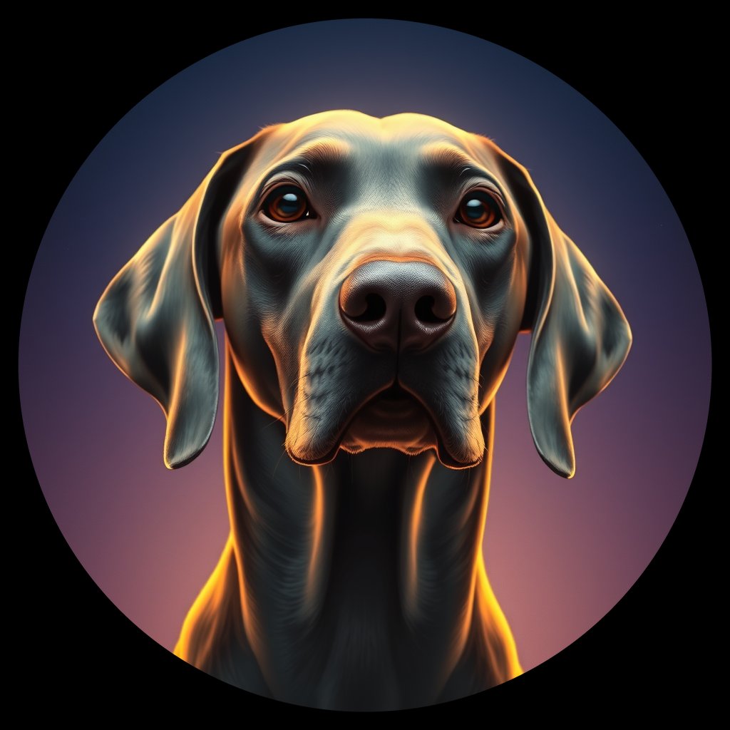 Cosmic medallion portrait of PFZ15B11_PFZ15B11, a Weimaraner