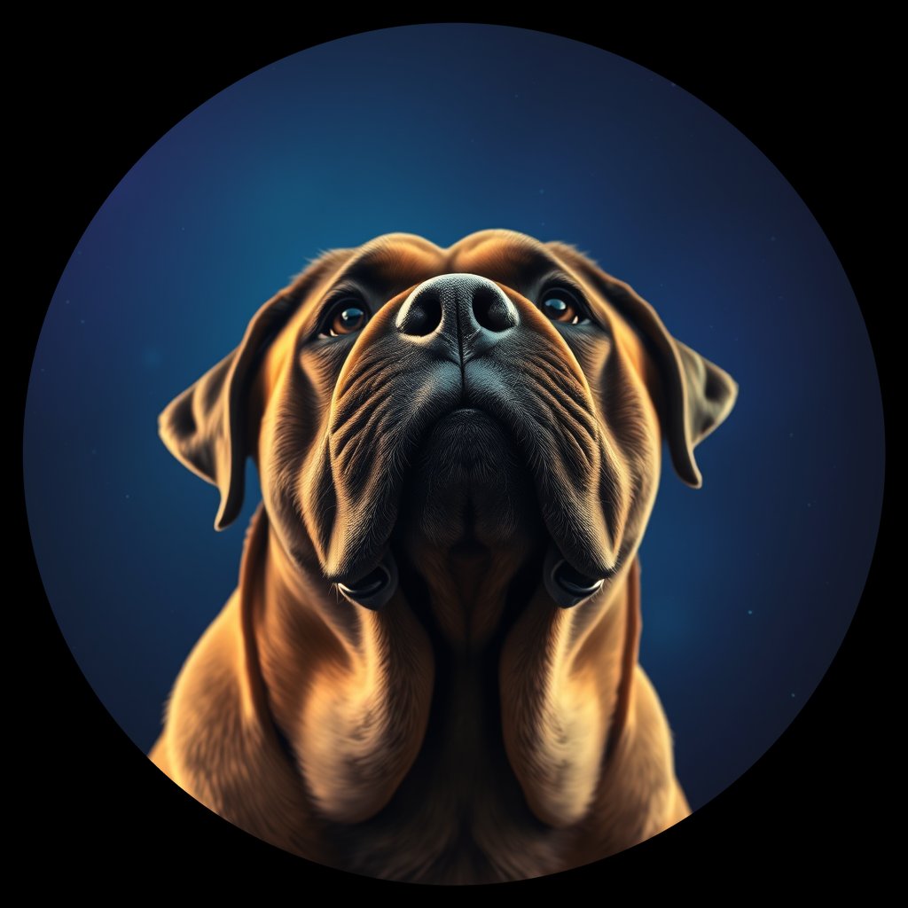 Cosmic medallion portrait of PFZ15B12_PFZ15B12, a Bullmastiff