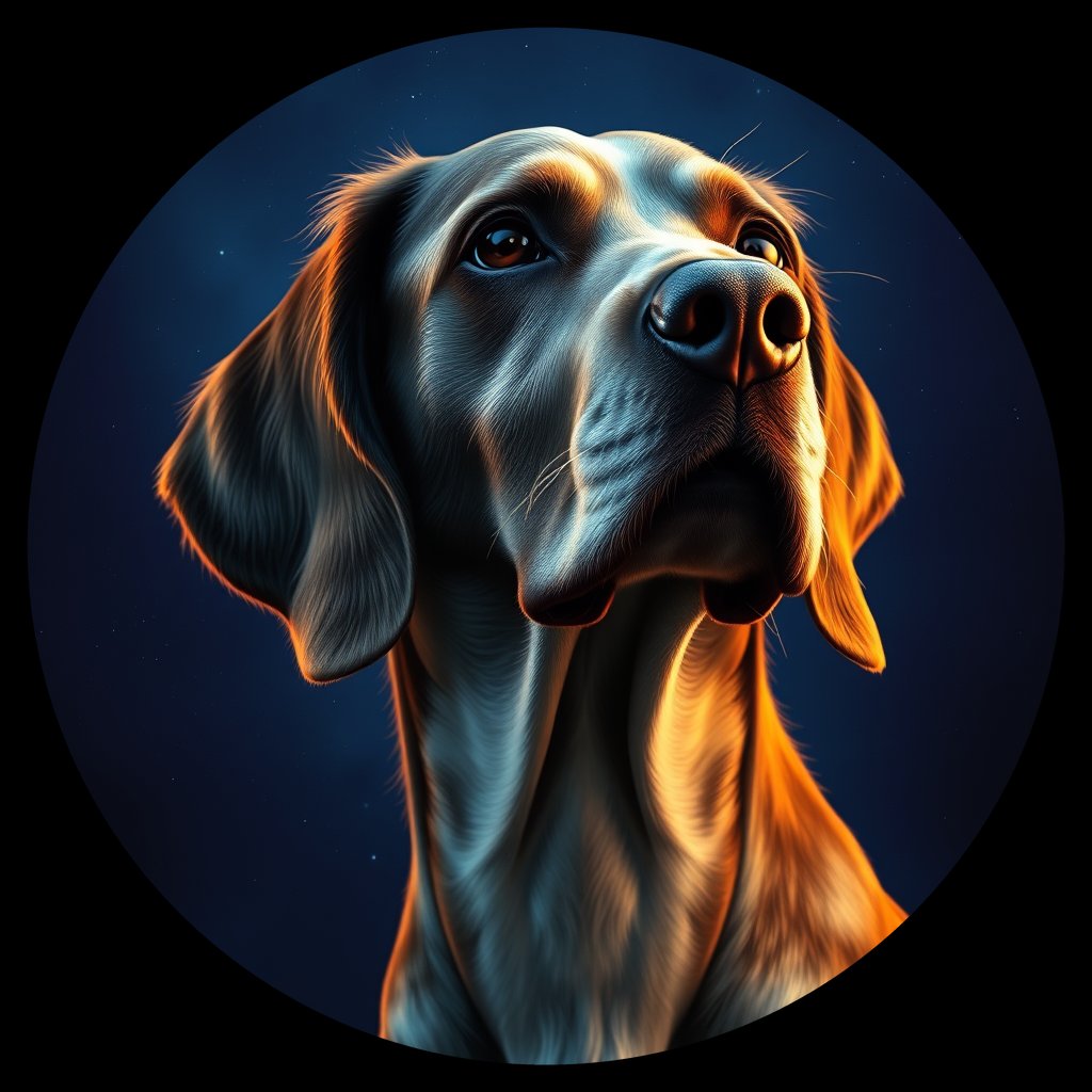 Cosmic medallion portrait of PFZ15C01_PFZ15C01, a English Setter
