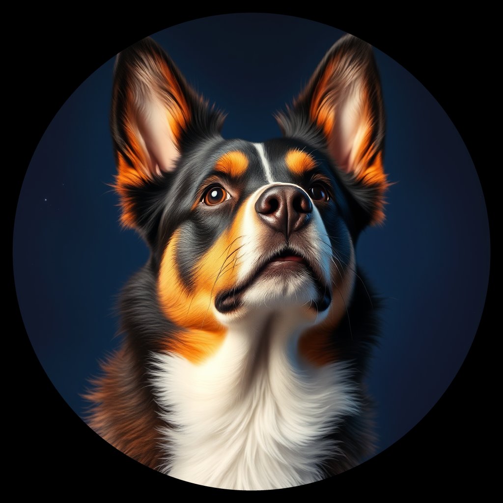 Cosmic medallion portrait of PFZ15C02_PFZ15C02, a Australian Shepherd