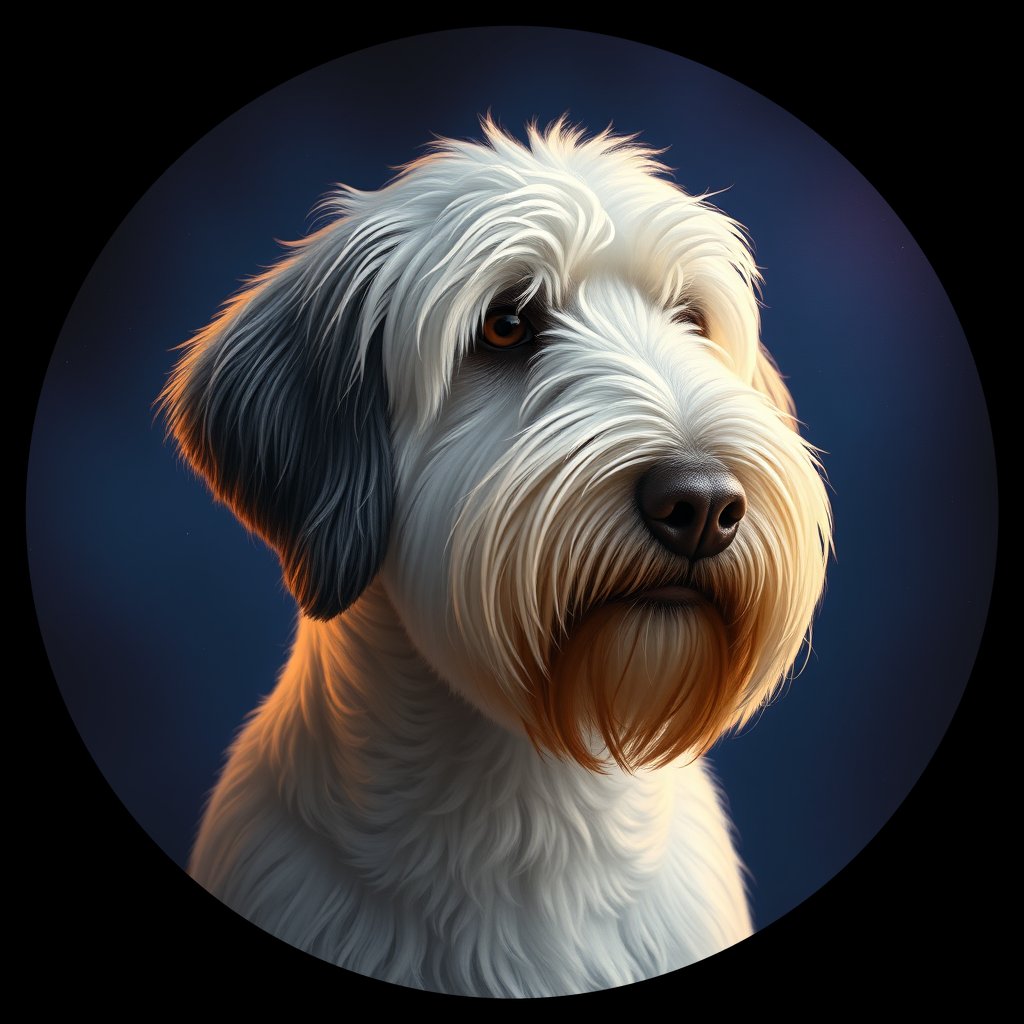 Cosmic medallion portrait of PFZ15C03_PFZ15C03, a Old English Sheepdog