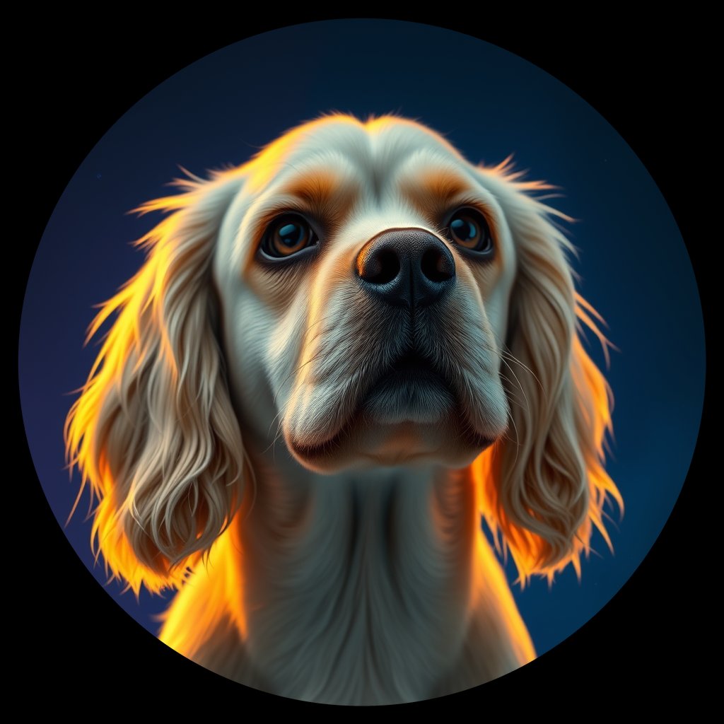 Cosmic medallion portrait of PFZ15C04_PFZ15C04, a American Cocker Spaniel