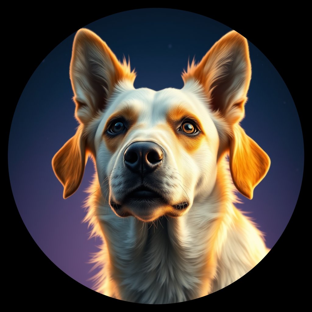 Cosmic medallion portrait of PFZ15C05_PFZ15C05, a Australian Cattle Dog