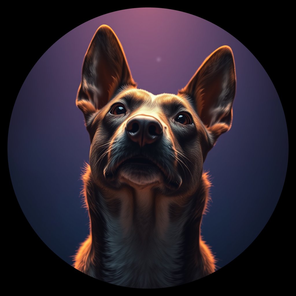 Cosmic medallion portrait of PFZ15C07_PFZ15C07, a Australian Cattle Dog