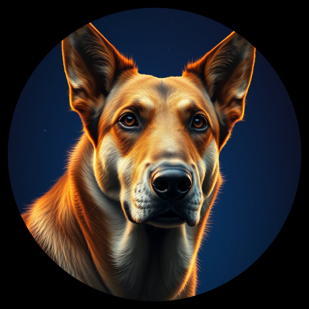 Cosmic medallion portrait of PFZ15C09_PFZ15C09, a Australian Cattle Dog