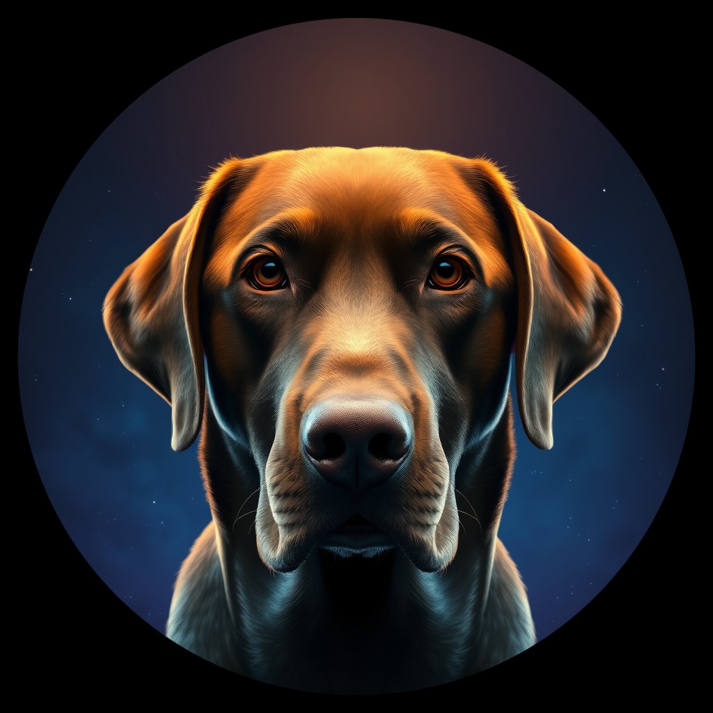 Cosmic medallion portrait of PFZ15C10_PFZ15C10, a Labrador Retriever