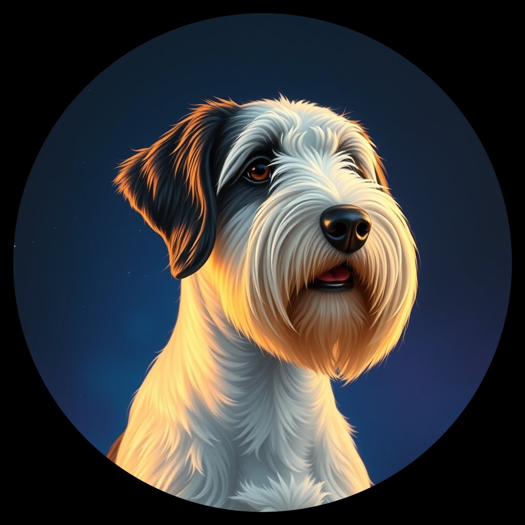 Cosmic medallion portrait of PFZ15D01_PFZ15D01, a Old English Sheepdog