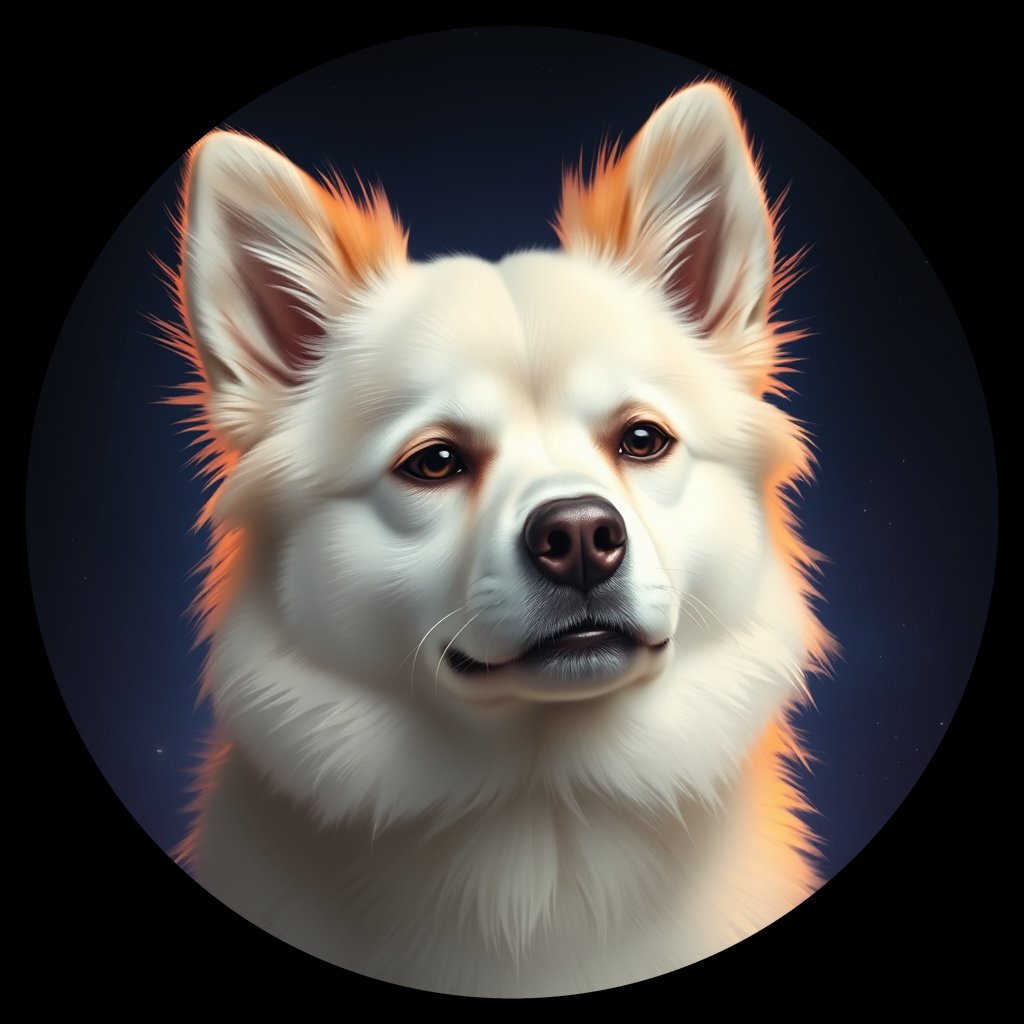 Cosmic medallion portrait of PFZ15D02_PFZ15D02, a American Eskimo Dog