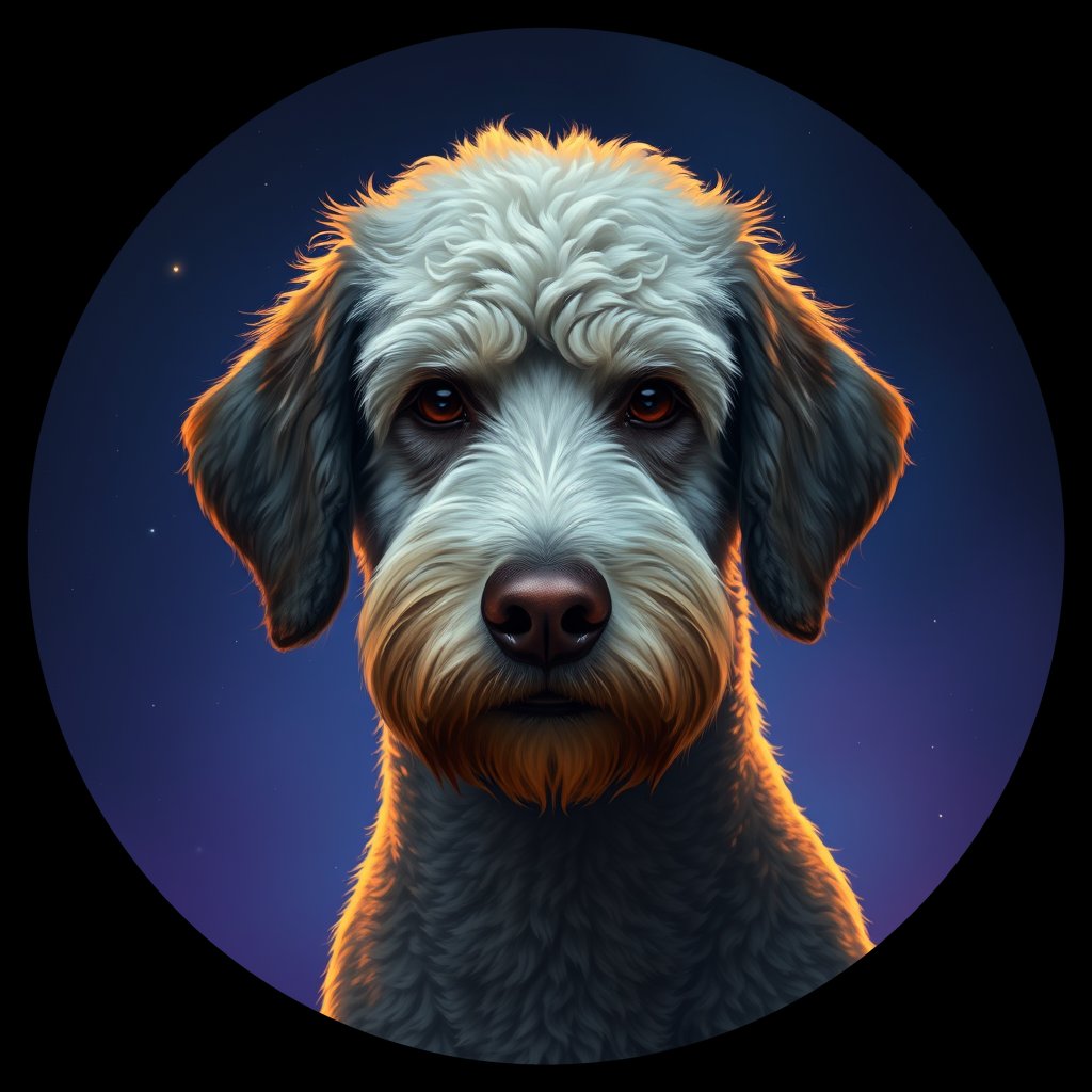 Cosmic medallion portrait of PFZ15D05_PFZ15D05, a Poodle
