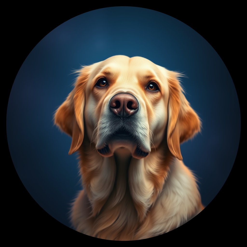 Cosmic medallion portrait of PFZ15D06_PFZ15D06, a Golden Retriever
