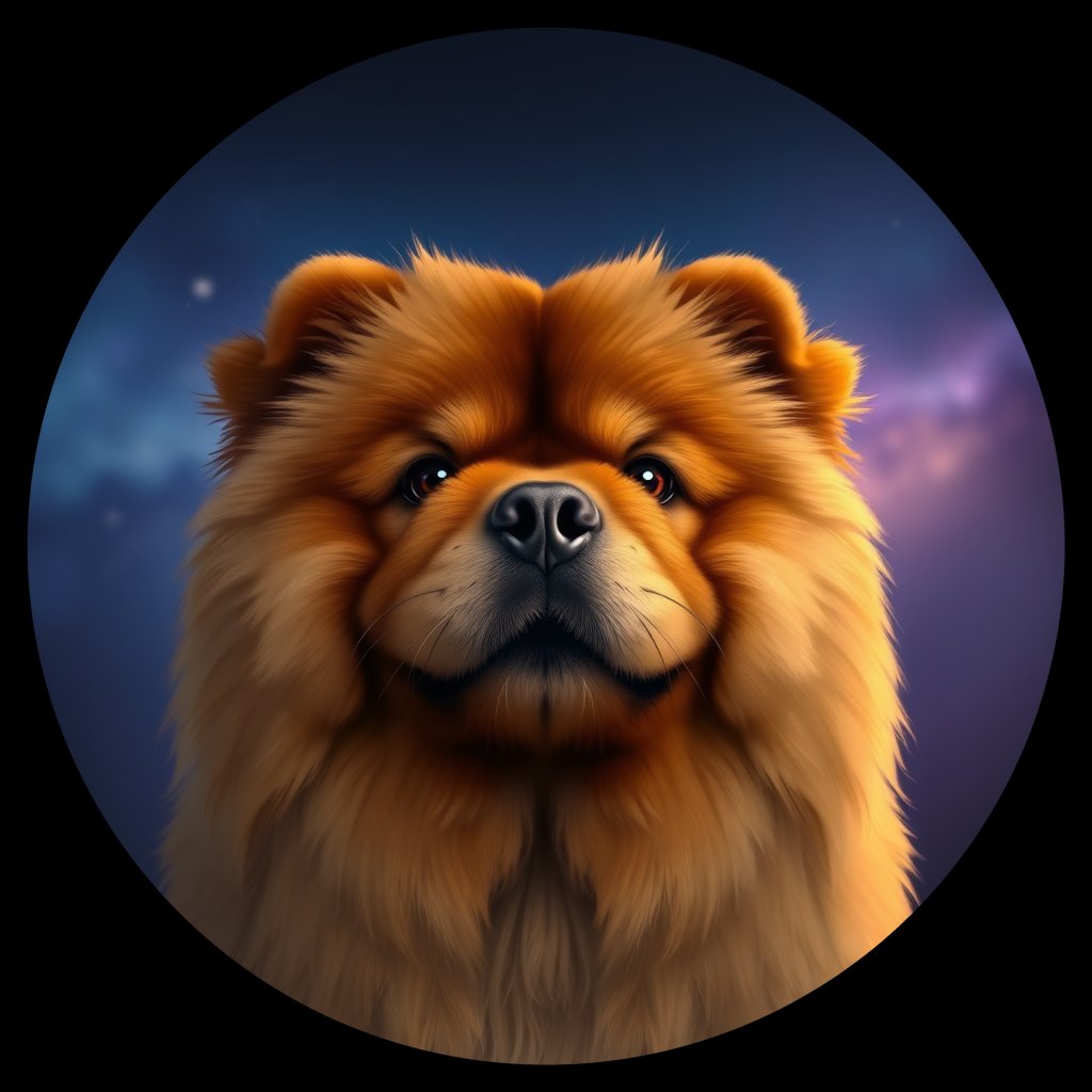 Cosmic medallion portrait of PFZ15D07_PFZ15D07, a Chow Chow