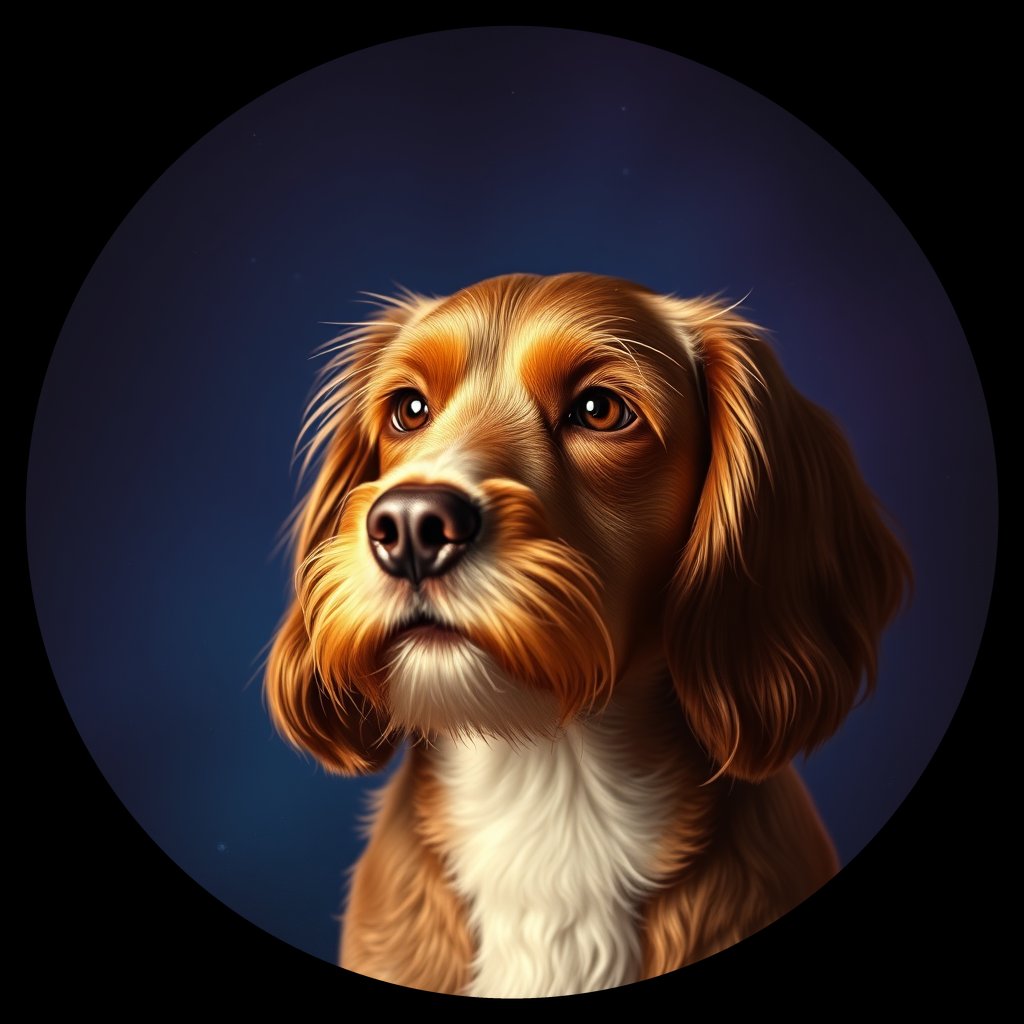 Cosmic medallion portrait of PFZ15E04_PFZ15E04, a American Cocker Spaniel
