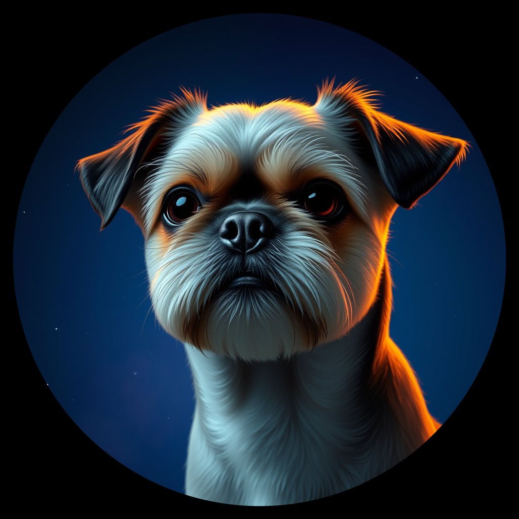 Cosmic medallion portrait of PFZ15E05_PFZ15E05, a Shih Tzu