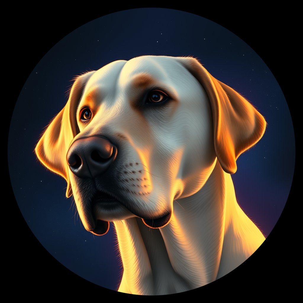 Cosmic medallion portrait of PFZ15E06_PFZ15E06, a Labrador Retriever