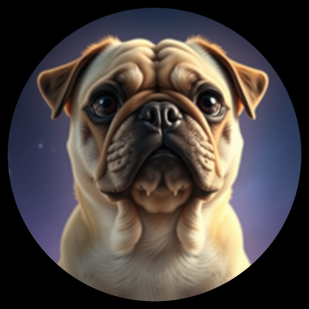Cosmic medallion portrait of PFZ15E07_PFZ15E07, a Pug