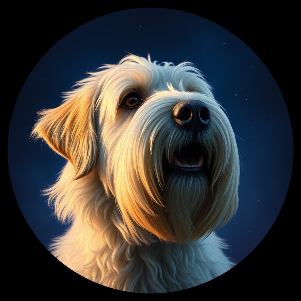 Cosmic medallion portrait of PFZ15E08_PFZ15E08, a Old English Sheepdog