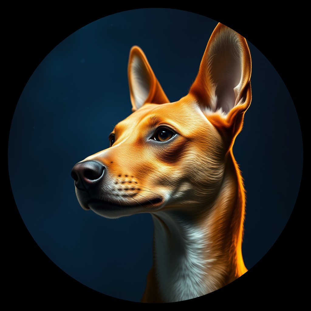 Cosmic medallion portrait of PFZ15F01_PFZ15F01, a Basenji