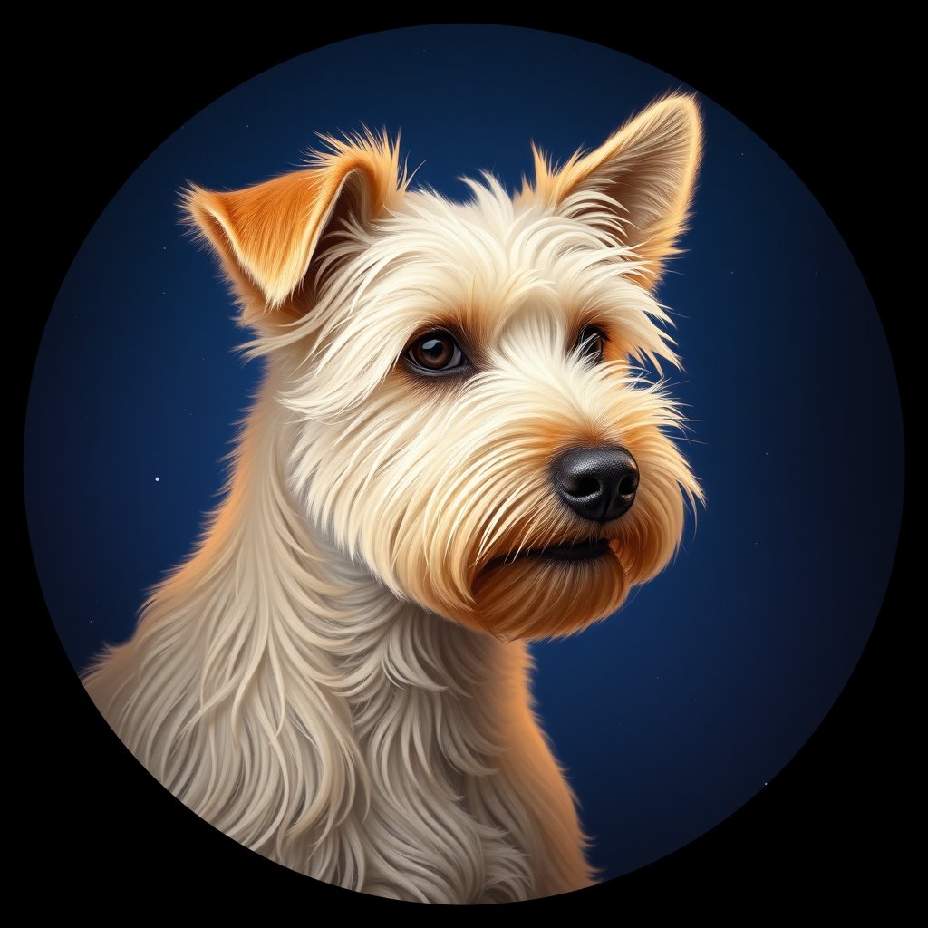 Cosmic medallion portrait of PFZ15F03_PFZ15F03, a Soft Coated Wheaten Terrier