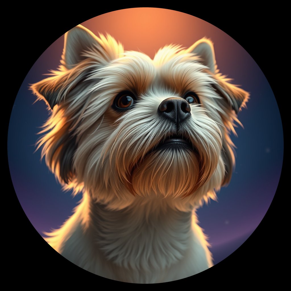 Cosmic medallion portrait of PFZ15F04_PFZ15F04, a Lhasa Apso