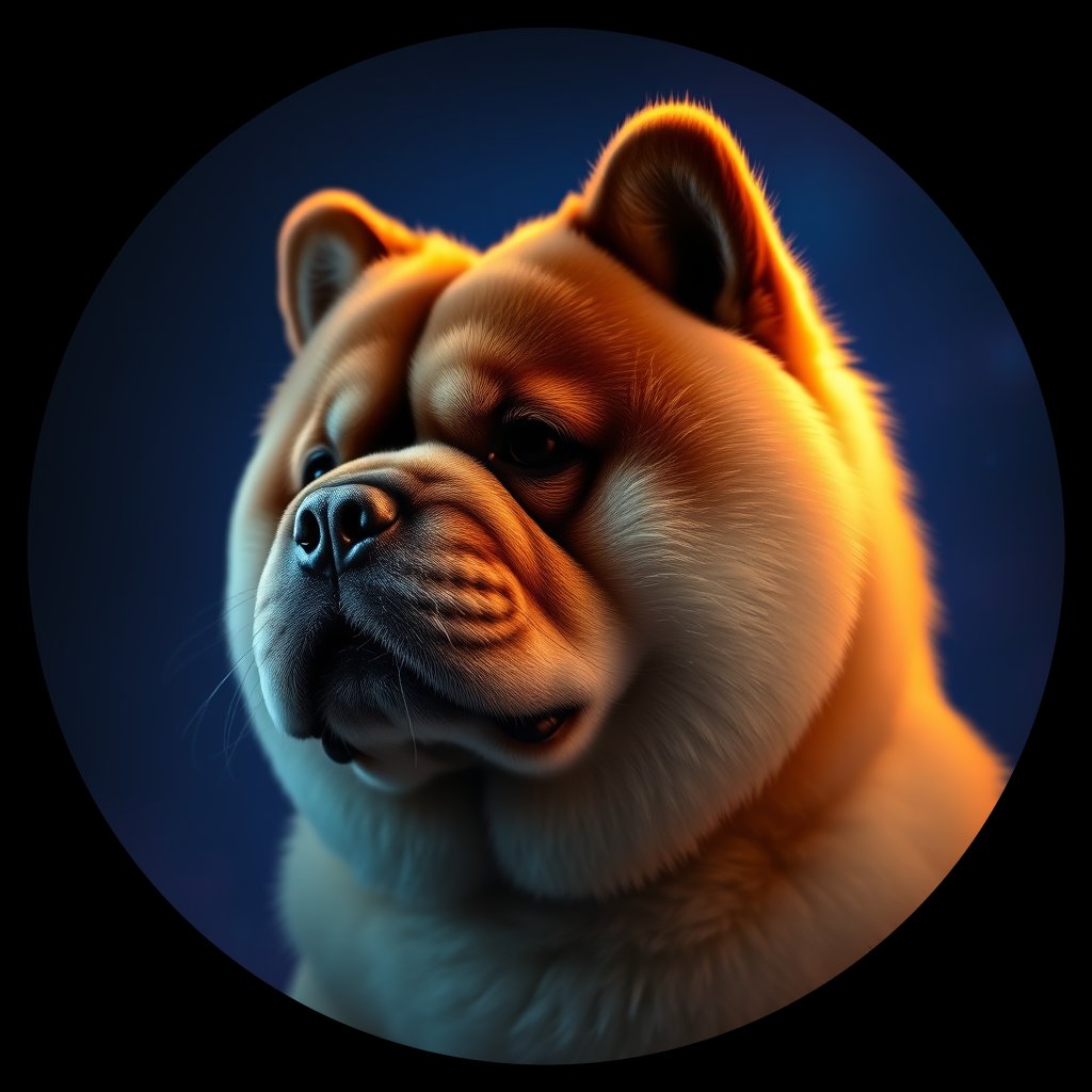 Cosmic medallion portrait of PFZ15F06_PFZ15F06, a Chow Chow