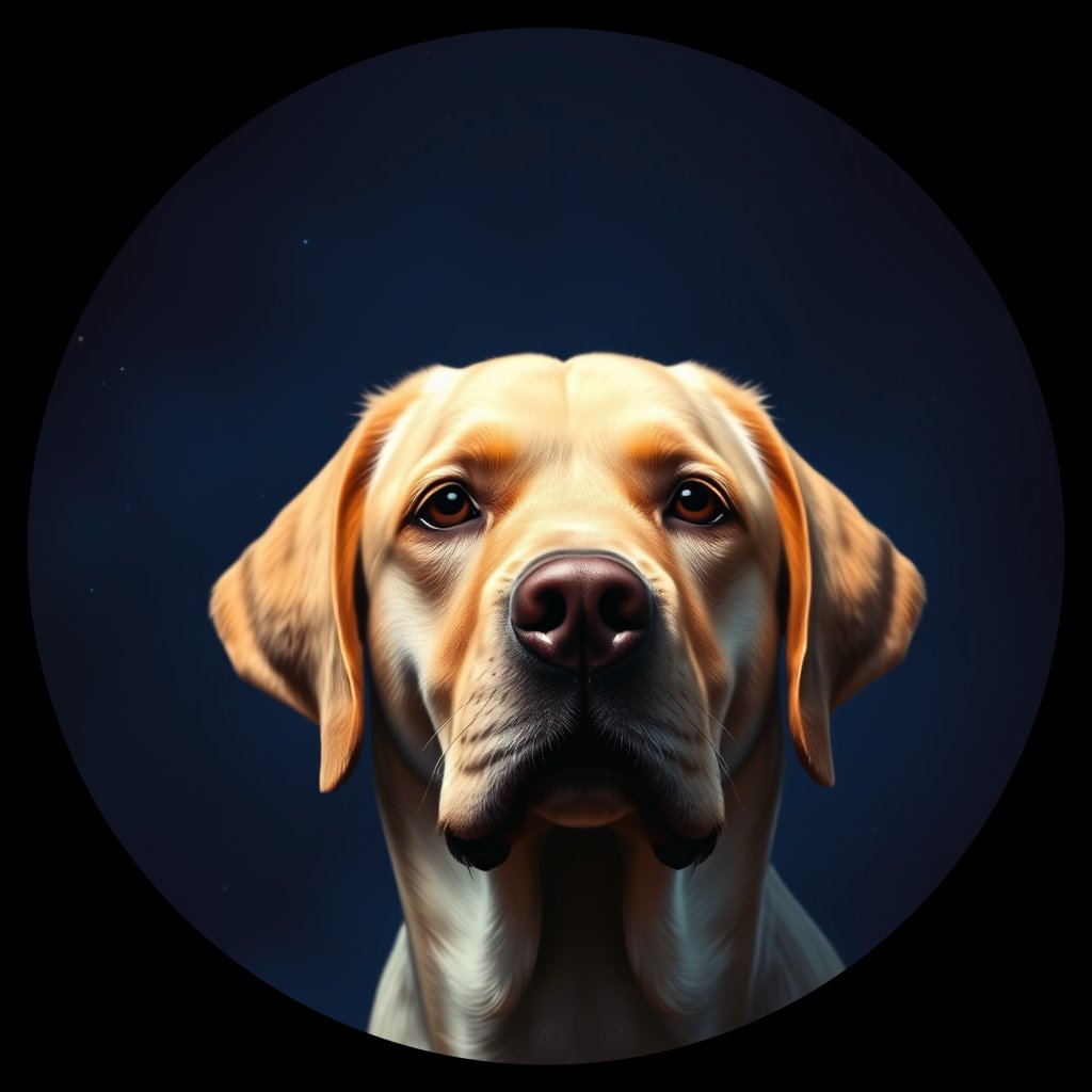 Cosmic medallion portrait of PFZ15F12_PFZ15F12, a Labrador Retriever