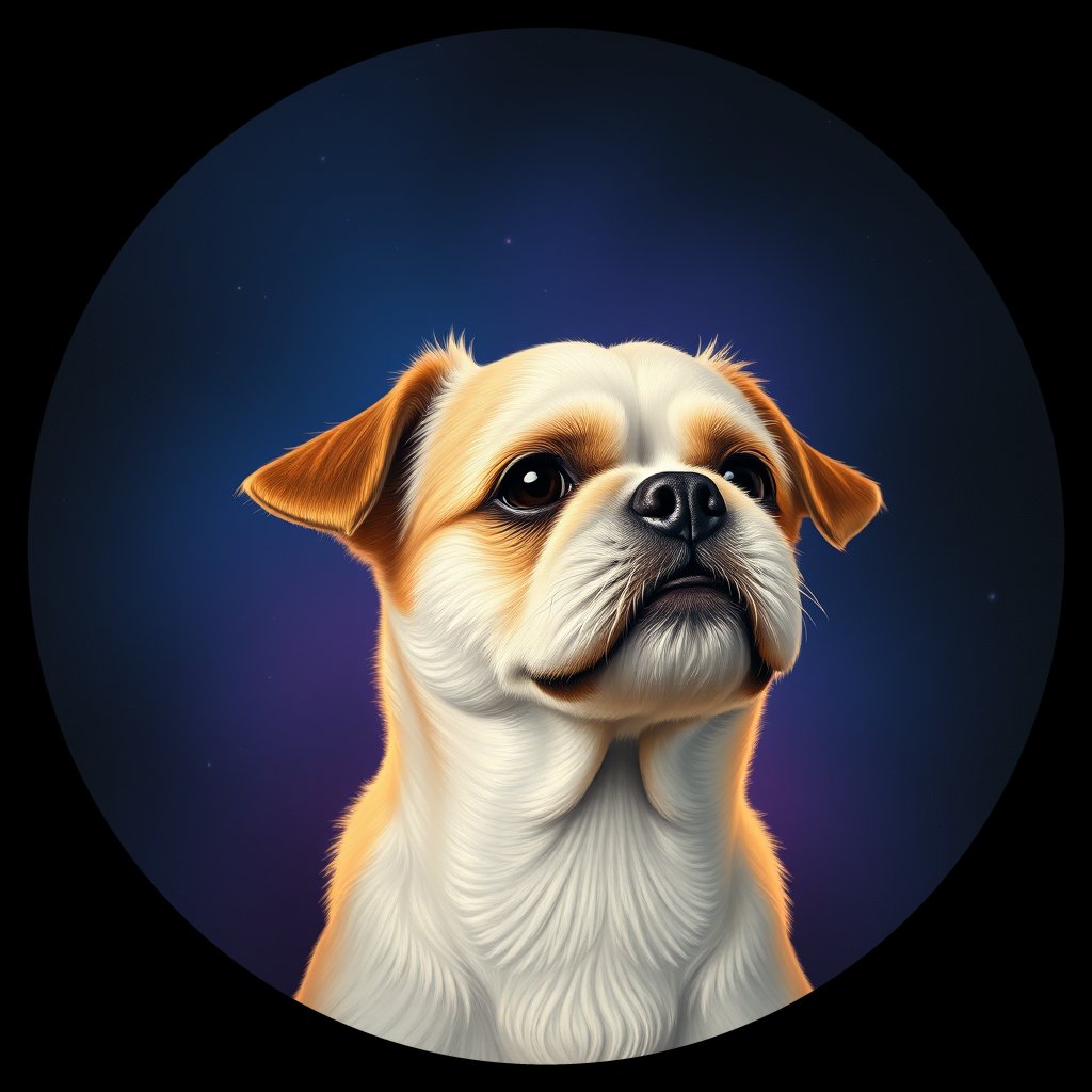 Cosmic medallion portrait of PFZ15G01_PFZ15G01, a Shih Tzu