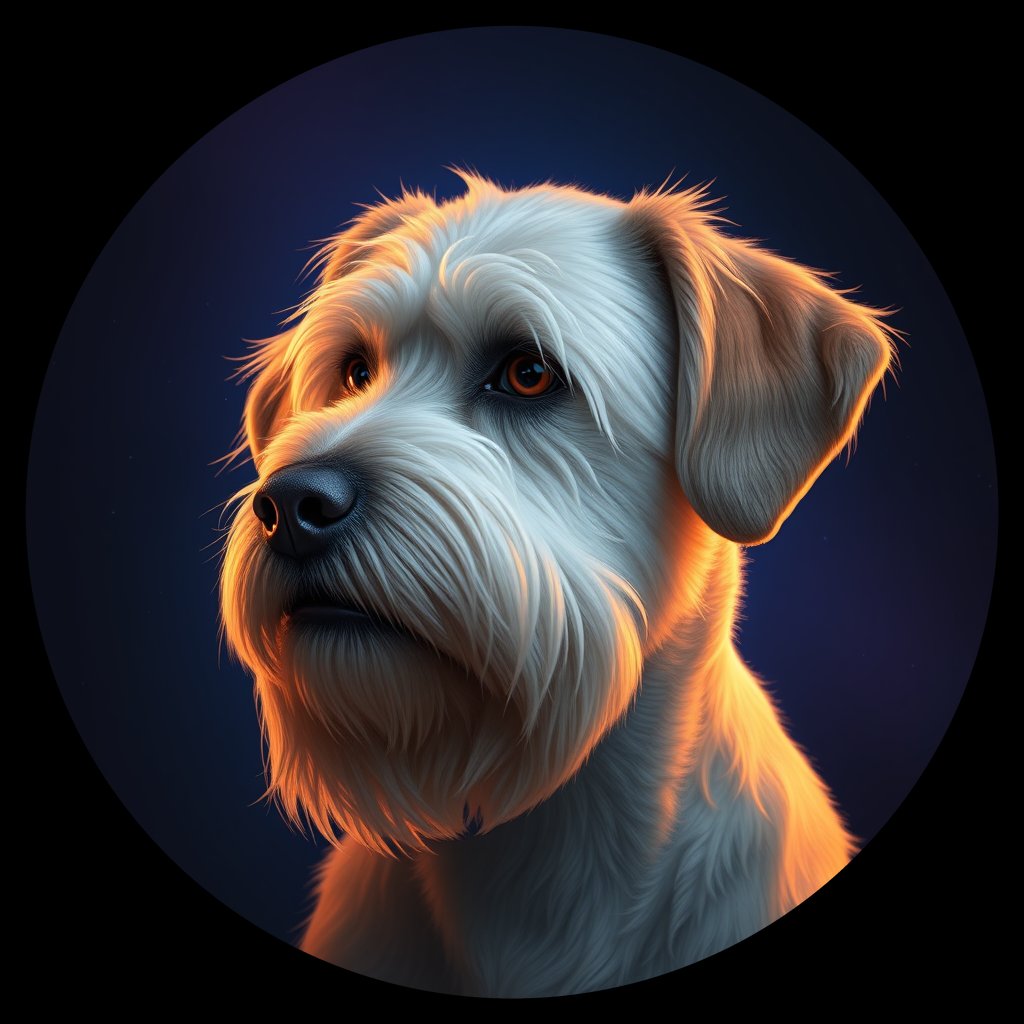 Cosmic medallion portrait of PFZ15G02_PFZ15G02, a Komondor