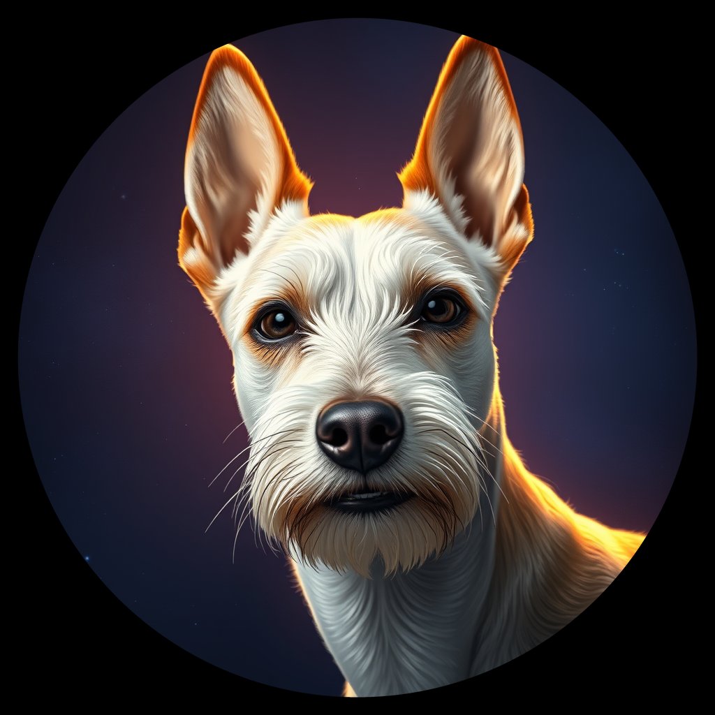 Cosmic medallion portrait of PFZ15G05_PFZ15G05, a Fox Terrier Wire