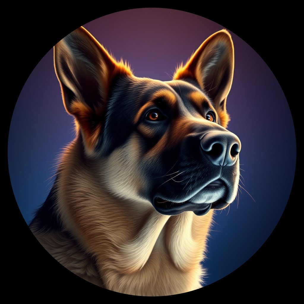 Cosmic medallion portrait of PFZ15G06_PFZ15G06, a German Shepherd