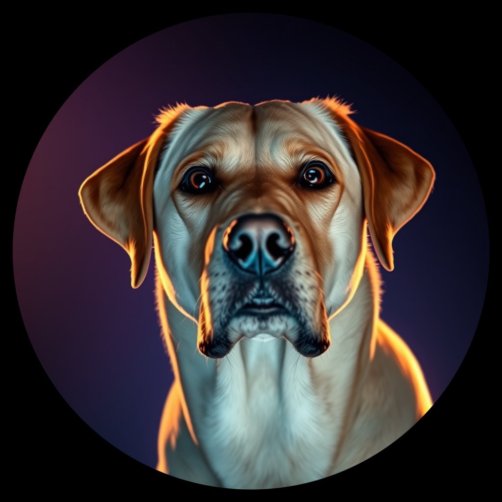 Cosmic medallion portrait of PFZ15G10_PFZ15G10, a Labrador Retriever