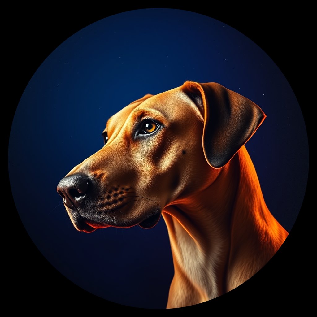 Cosmic medallion portrait of PFZ15G12_PFZ15G12, a Rhodesian Ridgeback