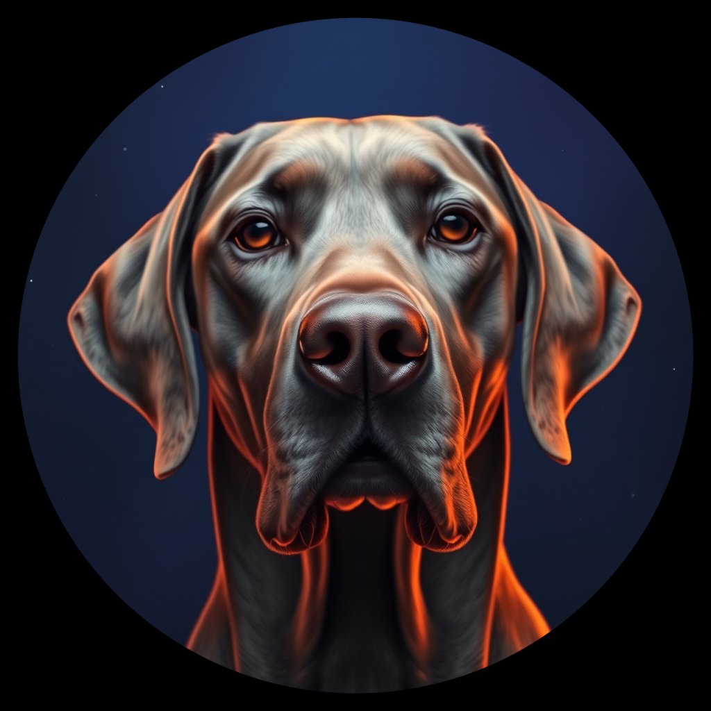 Cosmic medallion portrait of PFZ15H01_PFZ15H01, a Weimaraner