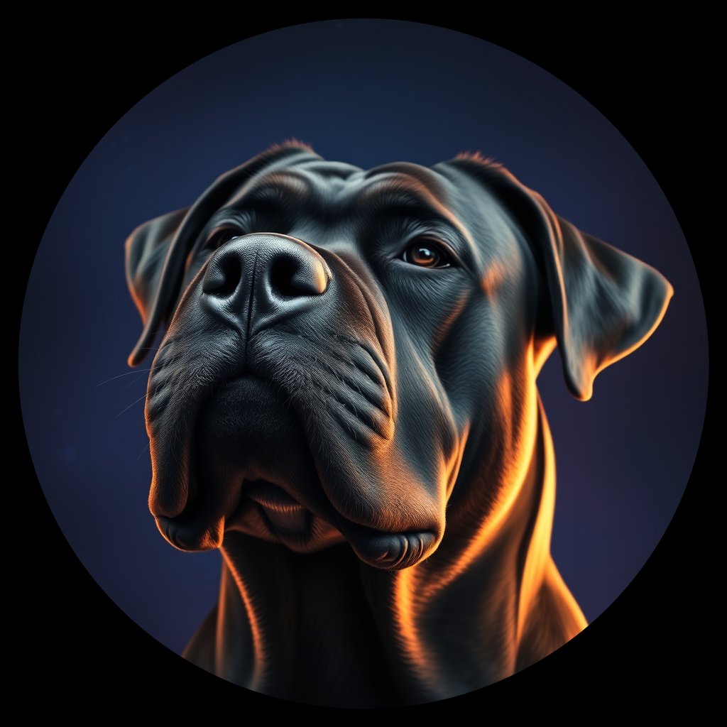 Cosmic medallion portrait of PFZ15H07_PFZ15H07, a Cane Corso