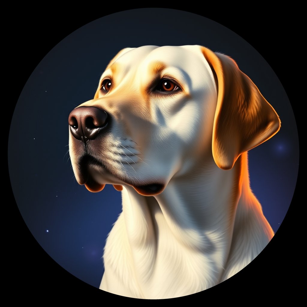 Cosmic medallion portrait of PFZ15H10_PFZ15H10, a Labrador Retriever