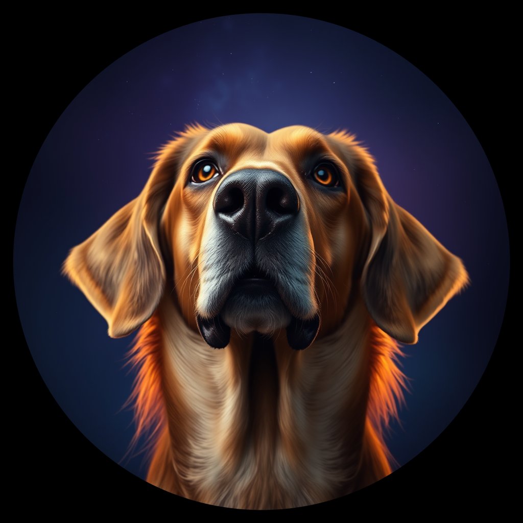 Cosmic medallion portrait of PFZ16A02_PFZ16A02, a Afghan Hound