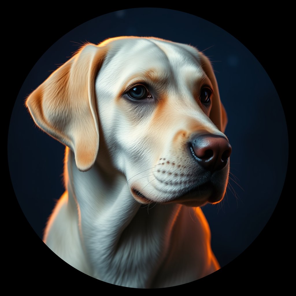 Cosmic medallion portrait of PFZ16A03_PFZ16A03, a Labrador Retriever