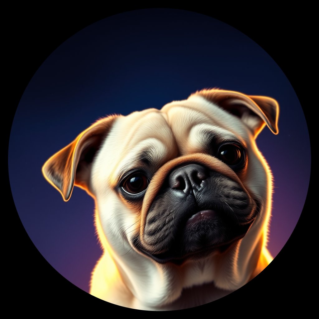 Cosmic medallion portrait of PFZ16A06_PFZ16A06, a Pug