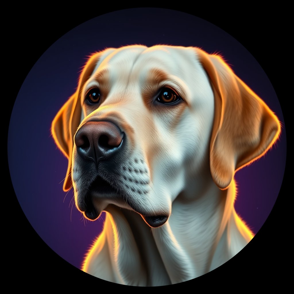Cosmic medallion portrait of PFZ16A07_PFZ16A07, a Labrador Retriever