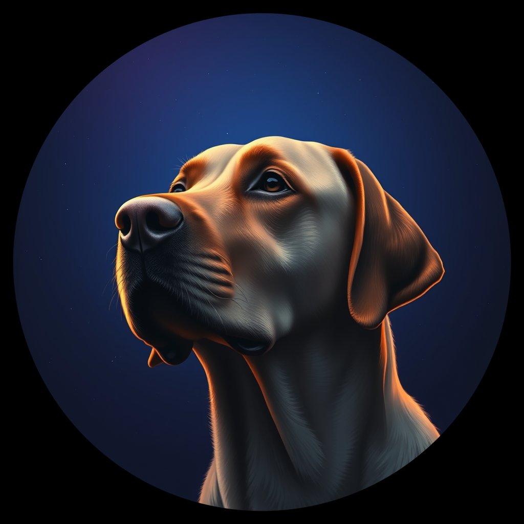 Cosmic medallion portrait of PFZ16A11_PFZ16A11, a Labrador Retriever