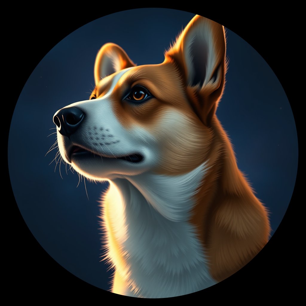 Cosmic medallion portrait of PFZ16B02_PFZ16B02, a Pembroke Welsh Corgi