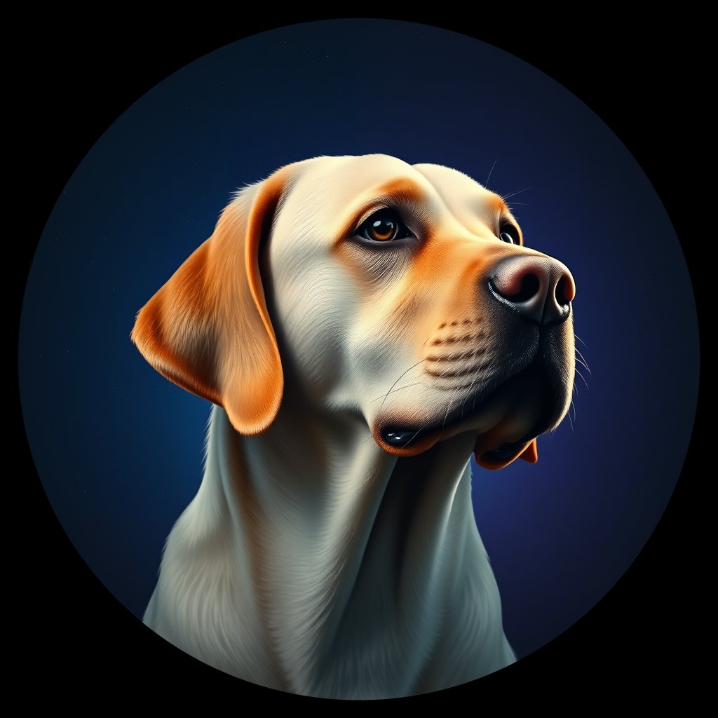 Cosmic medallion portrait of PFZ16B04_PFZ16B04, a Labrador Retriever