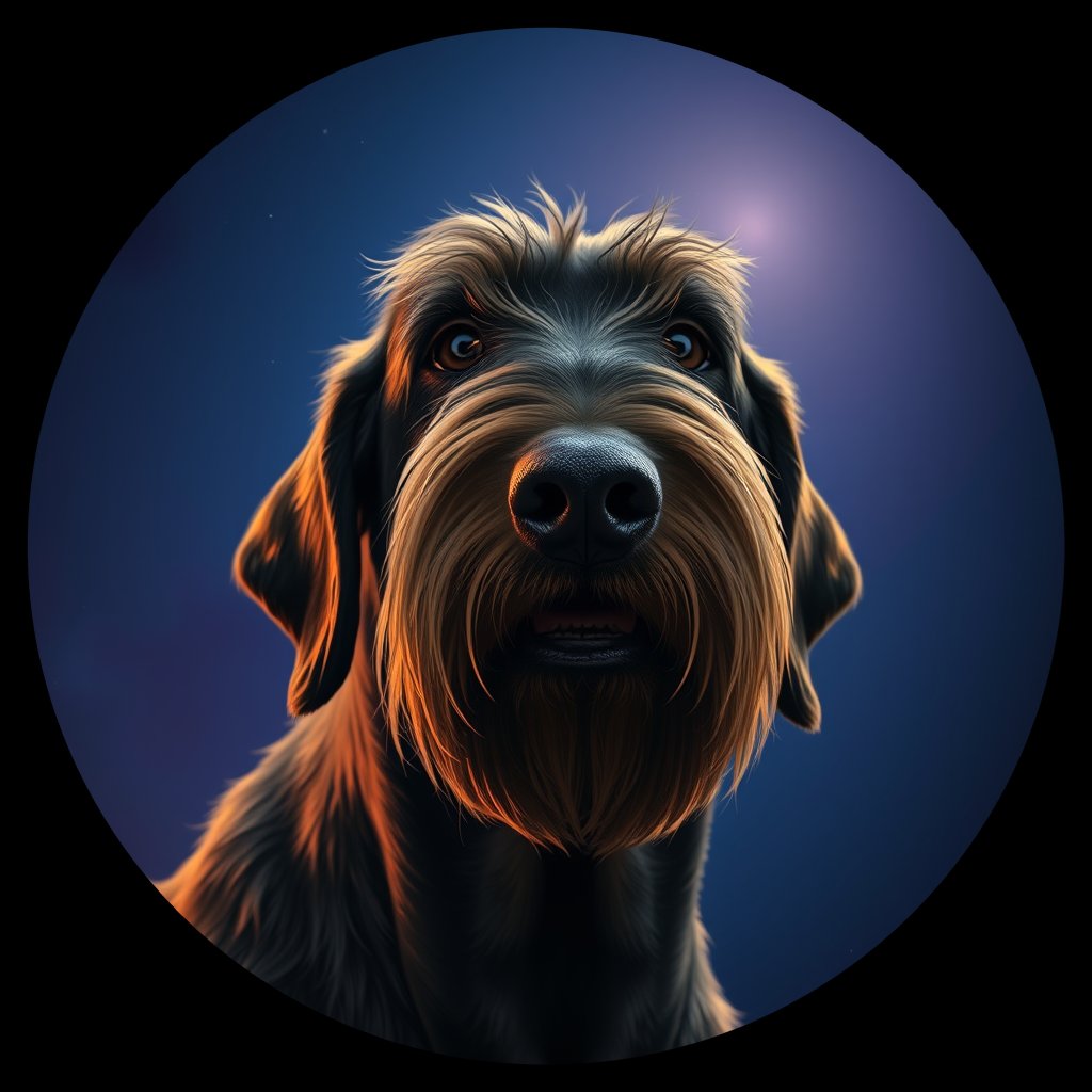 Cosmic medallion portrait of PFZ16B07_PFZ16B07, a Otterhound